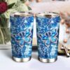 20oz Tumbler Birthday Gifts for Women, Wife, Mom, Daughter, Friends, Valentines Day Gifts for Her, Inspirational Gifts Blue Crystal Jewelry Butterfly Tumbler Cup, Insulated Travel Coffee Mug with Lid