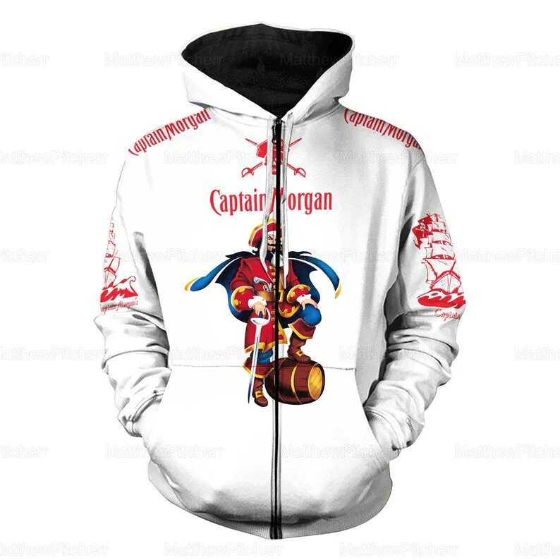 Captain Morgan All Over Print Hoodie, Zip-Up Hoodie
