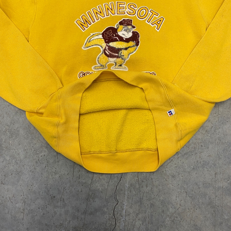 1980S Russell University Of Minnesota Flock Print Crewneck Sweatshirt Full Size, Football Lover Gifts - Image 2