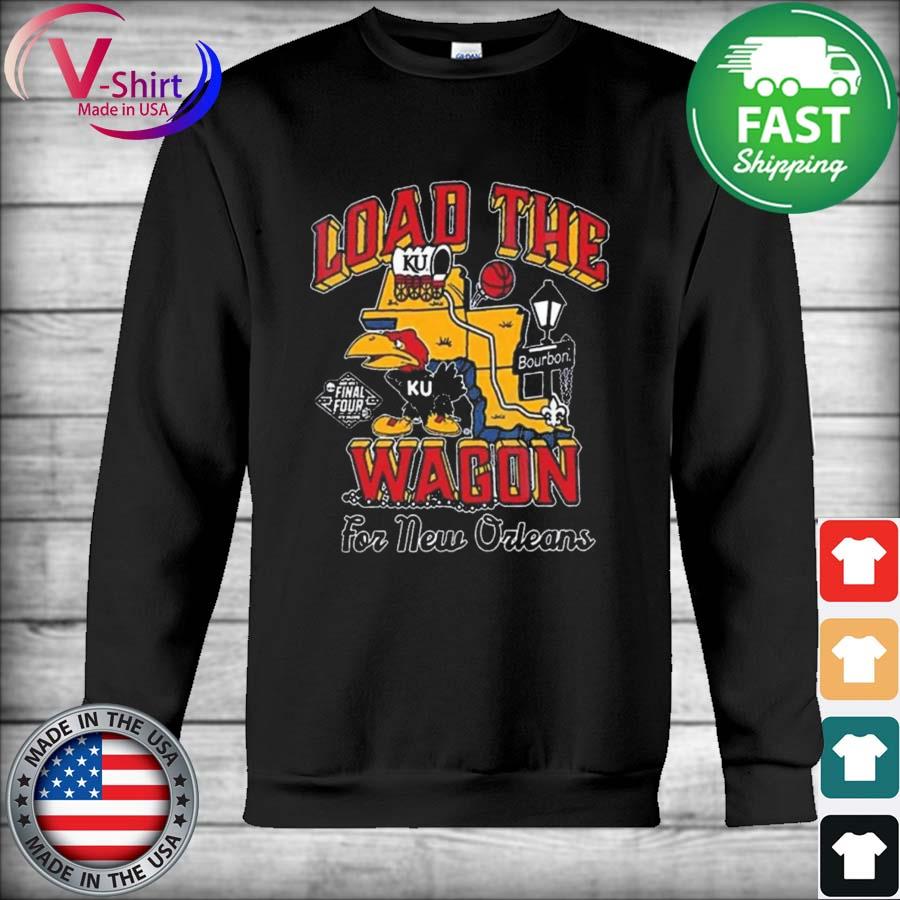 2022 Load The Wagon For New Orleans Kansas Jayhawks Shirt, Kansas Basketball Shirts Gifts - Image 2