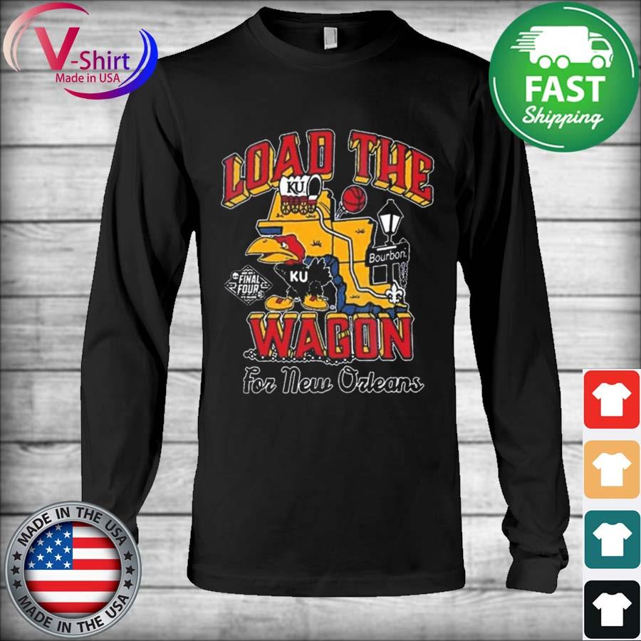 2022 Load The Wagon For New Orleans Kansas Jayhawks Shirt, Kansas Basketball Shirts Gifts - Image 3
