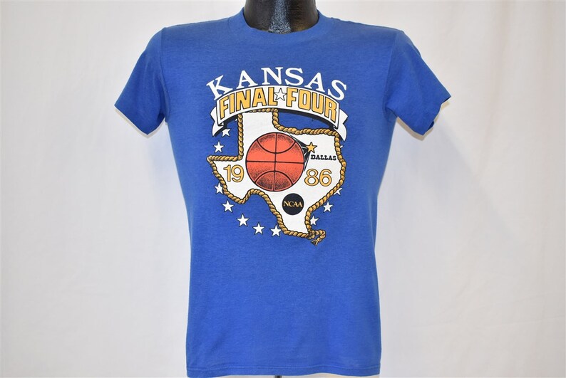 80S Kansas Jayhawks Final Four 1986 Ncaa College Basketball Duke Shirt - Image 2