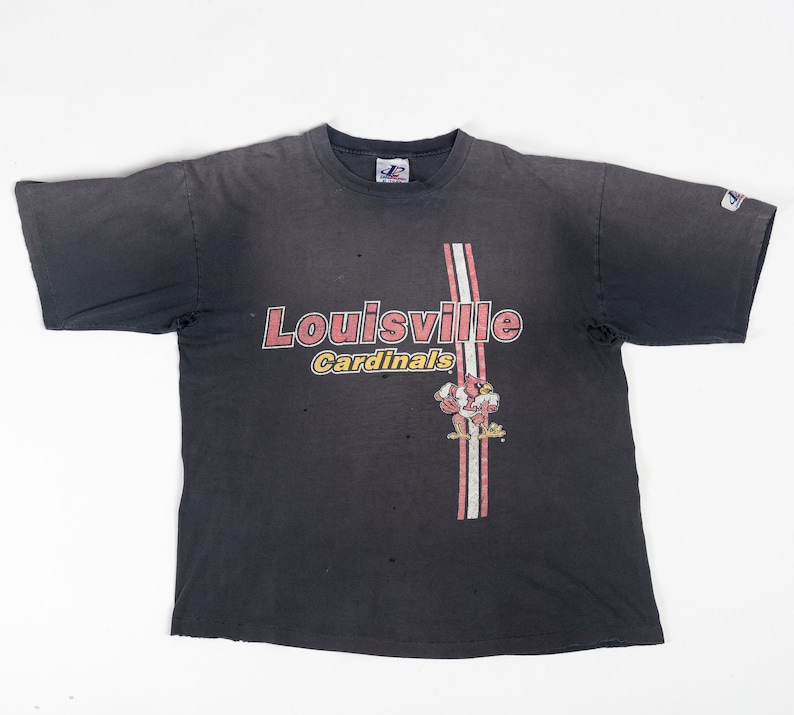 80S Louisville Cardinals T Shirt, Vintage Distressed College Football Graphic Shirt Sweatshirt Hoodie Full Size