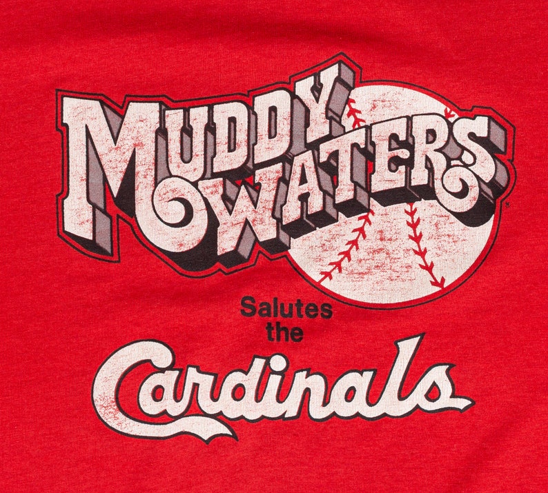 80S Muddy Waters Salutes The Cardinals T Shirt, Vintage Red St. Louis Sweatshirt Hoodie Full Size - Image 2