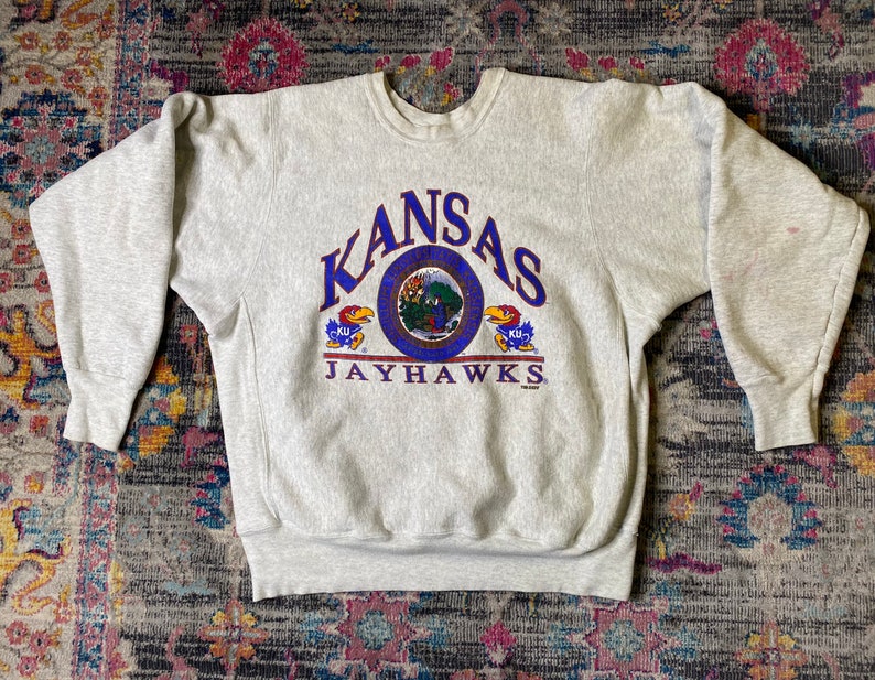80S Tsi Reverse Weave Kansas University Ku Jayhawks Crewneck Sweatshirt