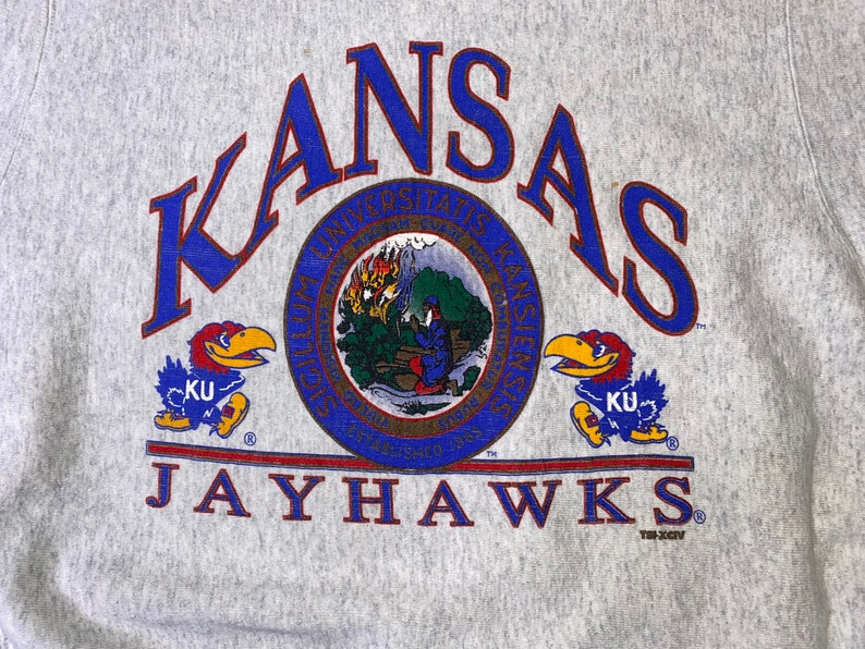 80S Tsi Reverse Weave Kansas University Ku Jayhawks Crewneck Sweatshirt - Image 2