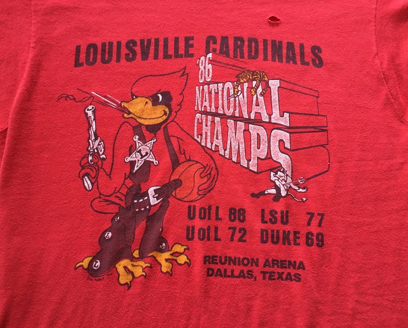 80S Vintage Louisville Cardinals University 1986 National Champs, College Ncaa T-Shirt, Gift Fans