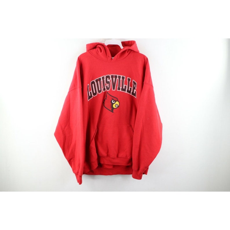 90S Mens Xl Faded University Of Louisville Spell Out Hoodie Sweatshirt, Vintage Mens Hoodie, 1990S