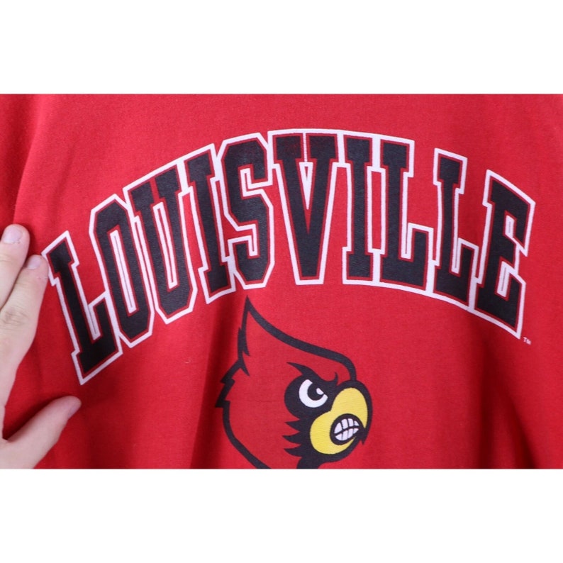 90S Mens Xl Faded University Of Louisville Spell Out Hoodie Sweatshirt, Vintage Mens Hoodie, 1990S - Image 3