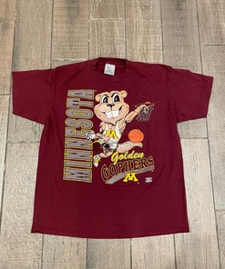 90S Vintage Minnesota Gophers Cartoon Basketball Team Shirt Full Size, University Football Fan Shirts