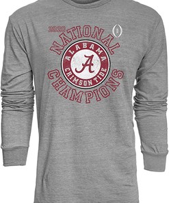 Alabama Crimson Tide National Champs Triblend Long Sleeve Shirt 2020-2021 Vintage Icon