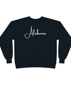 Alabama Script Handwritten Unisex Crewneck Sweatshirt Hoodie Shirt, College Shirts