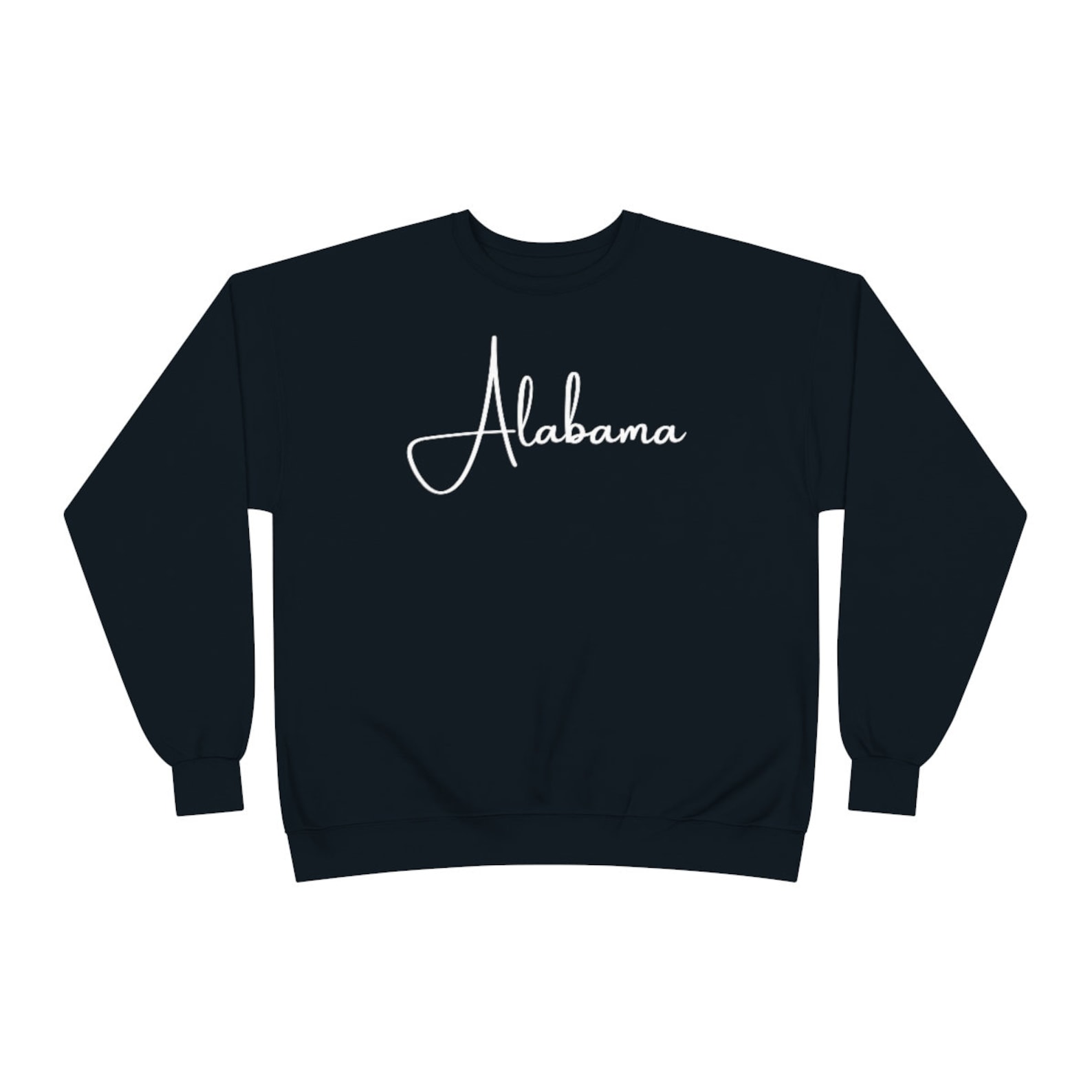 Alabama Script Handwritten Unisex Crewneck Sweatshirt Hoodie Shirt, College Shirts