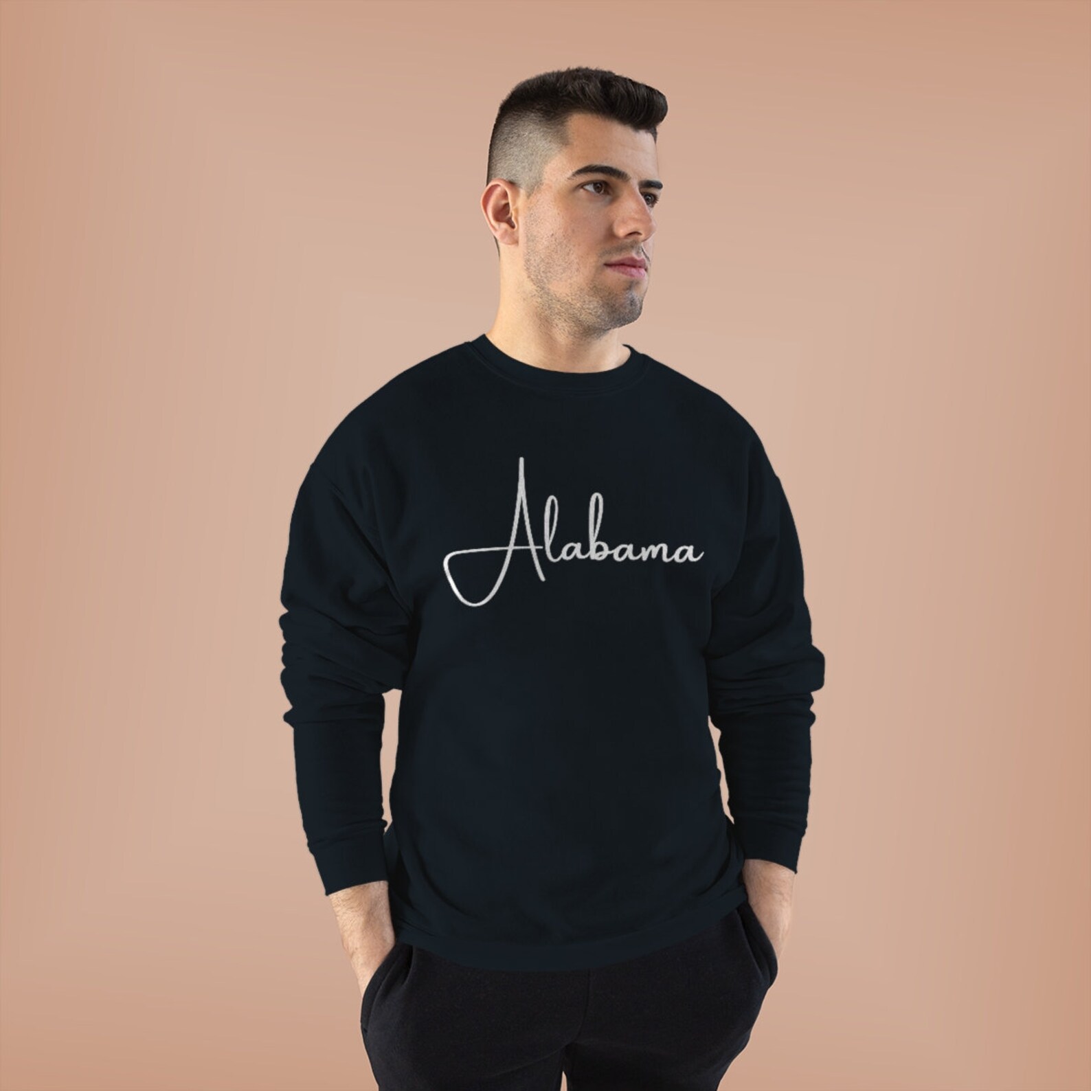 Alabama Script Handwritten Unisex Crewneck Sweatshirt Hoodie Shirt, College Shirts - Image 2