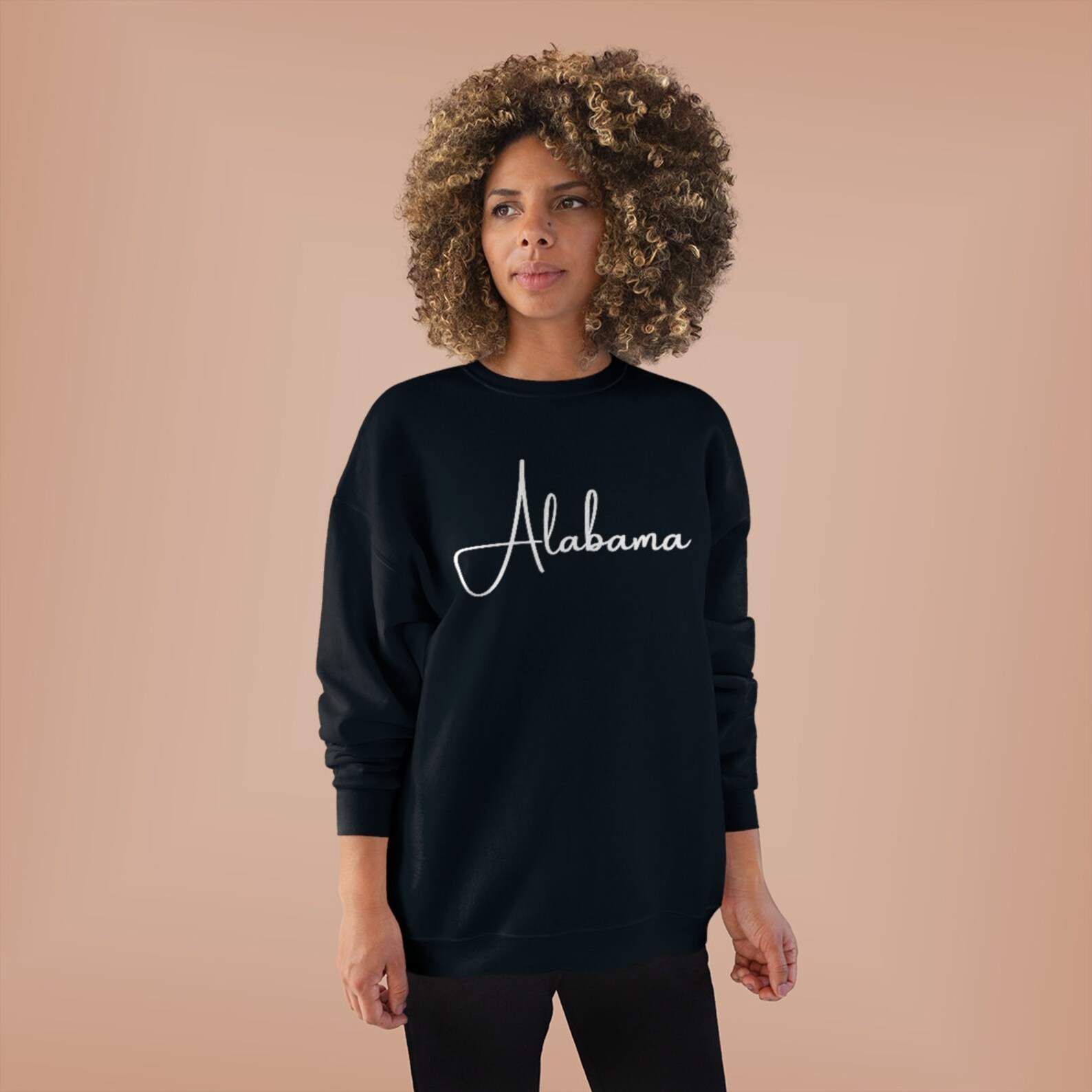 Alabama Script Handwritten Unisex Crewneck Sweatshirt Hoodie Shirt, College Shirts - Image 3
