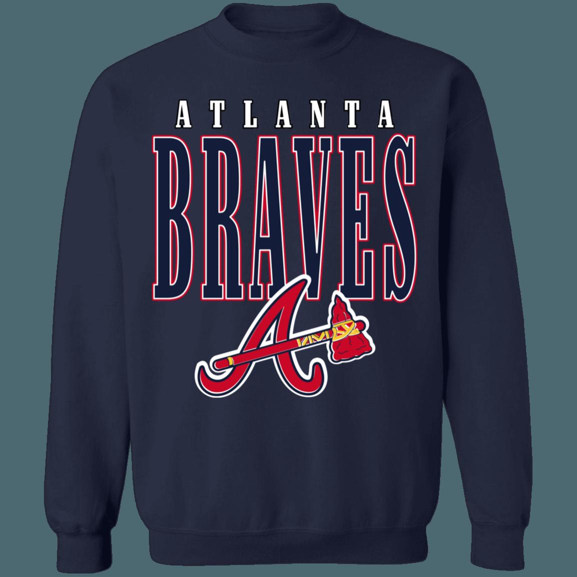 Atlanta Braves Vintage 90's MLB Crewneck Sweatshirt Hoodie Shirt Gifts for MLB Fans - Image 3