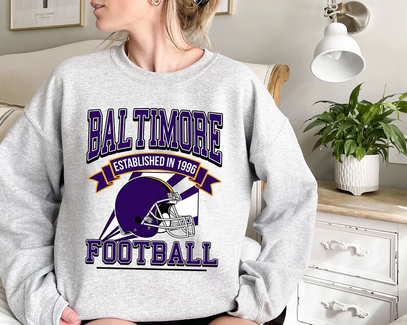Baltimore Football Sweatshirt, Vintage Baltimore Football Shirt for NFL Fans - Image 2
