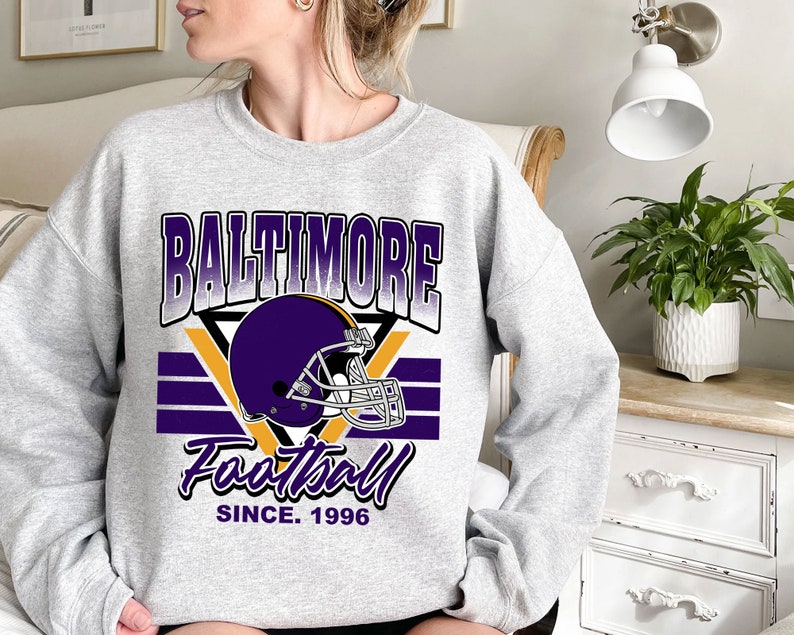 Baltimore Football Team Sweatshirt, Retro Baltimore Football Shirt for NFL Fans - Image 2
