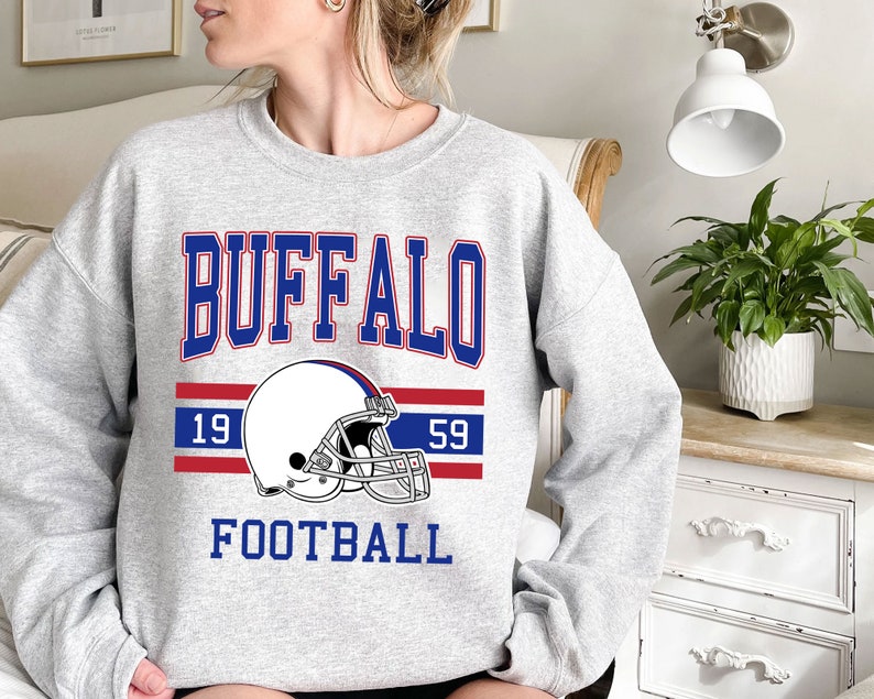 Buffalo Football Sweatshirt, Vintage Retro Buffalo Football Shirt for NFL Fans - Image 2