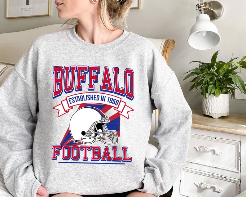 Buffalo Football Team Sweatshirt, Retro Buffalo Football Shirt for NFL Fans - Image 2