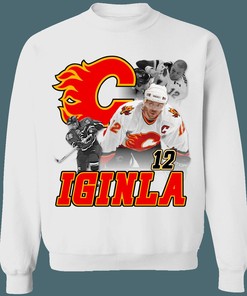 Calgary Flames Jarome Iginla Vintage NHL Sweatshirt Hoodie TShirt For Hockey Lovers