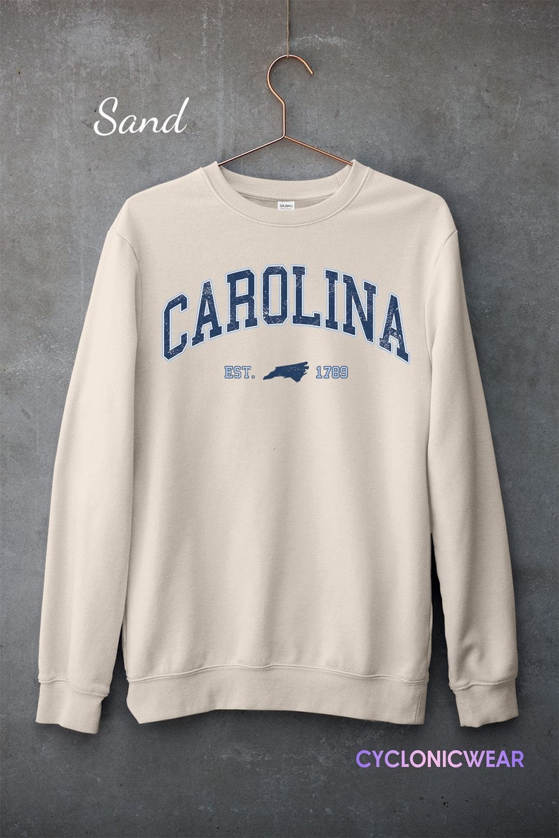Carolina College Sweatshirt, Vintage Carolina Sweatshirt, Carolina Fan Crewneck, Distressed Carolina Sweatshirt