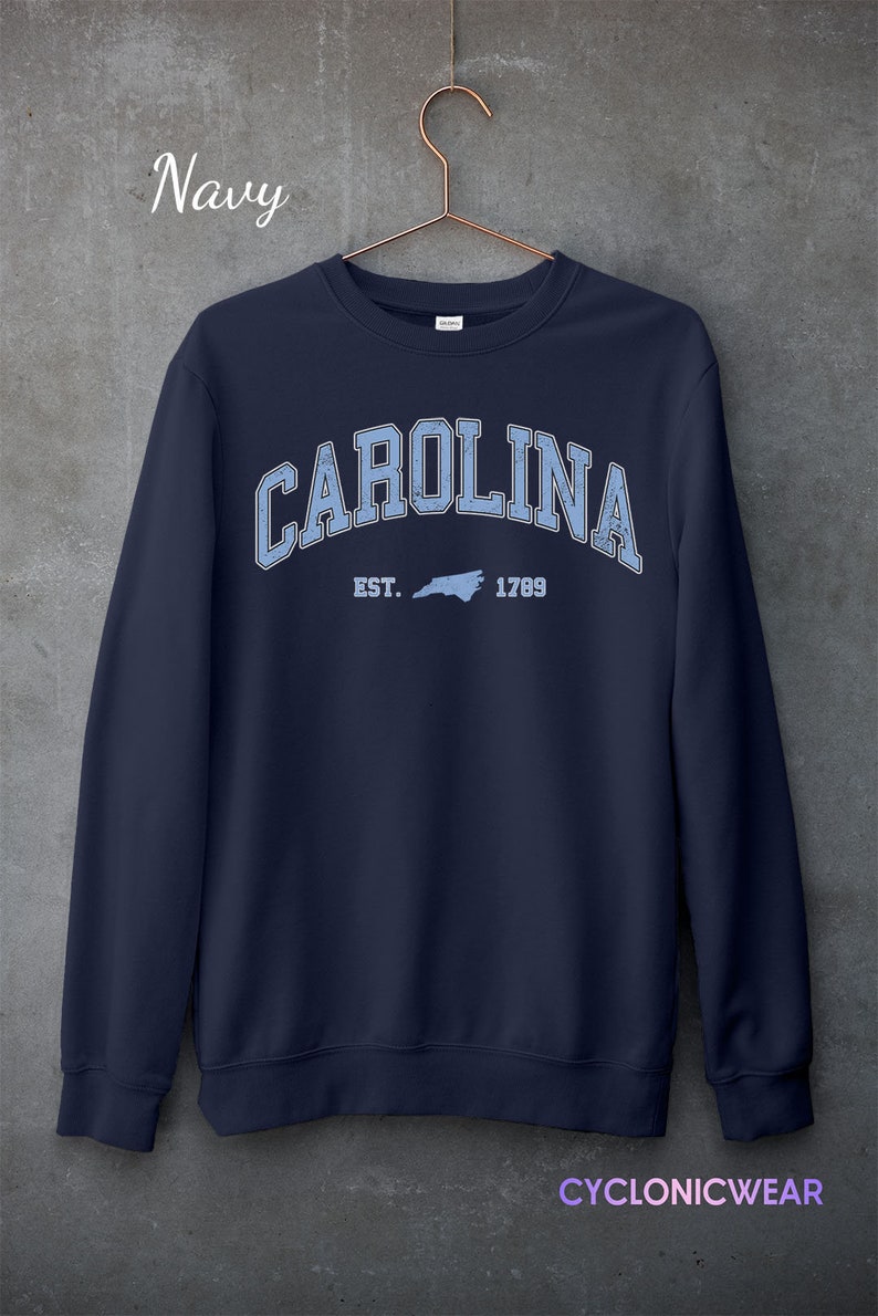 Carolina College Sweatshirt, Vintage Carolina Sweatshirt, Carolina Fan Crewneck, Distressed Carolina Sweatshirt - Image 2