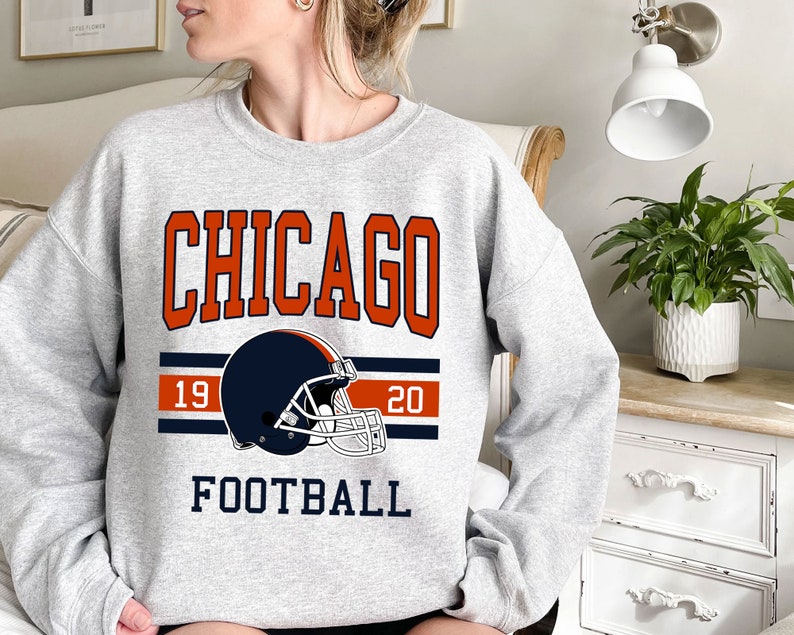 Chicago Football Sweatshirt, Vintage Retro Chicago Football Shirt for NFL Fans - Image 2