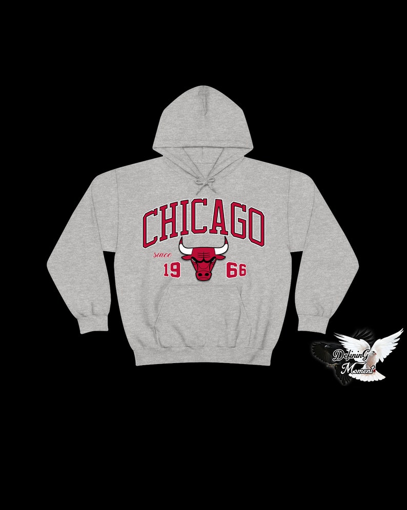 Chicago Hoodie, Vintage Chicago Bulls Sweatshirt Sweater Crewneck, Basketball Team - Image 3
