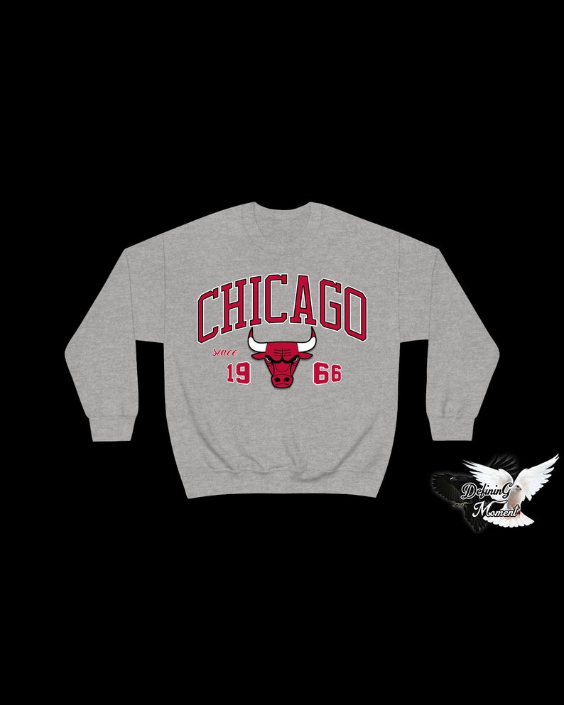 Chicago Hoodie, Vintage Chicago Bulls Sweatshirt Sweater Crewneck, Basketball Team - Image 4