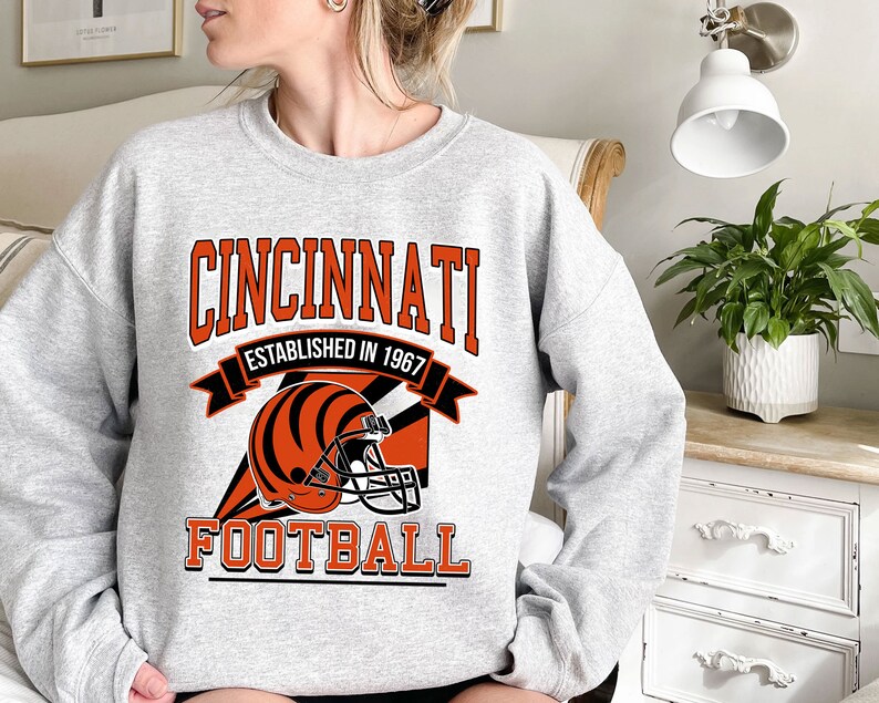 Cincinnati Football Team Sweatshirt, Retro Cincinnati Football Shirt for NFL Fans - Image 2