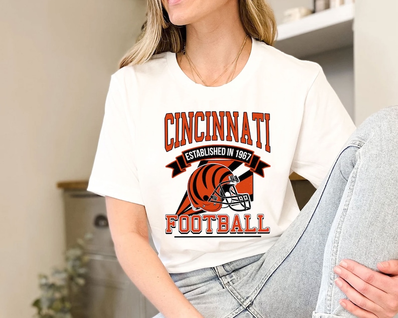 Cincinnati Football Team Sweatshirt, Retro Cincinnati Football Shirt for NFL Fans - Image 3
