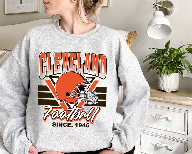 Cleveland Football Team Sweatshirt, Vintage Cleveland Football Shirt for NFL Fans - Image 2