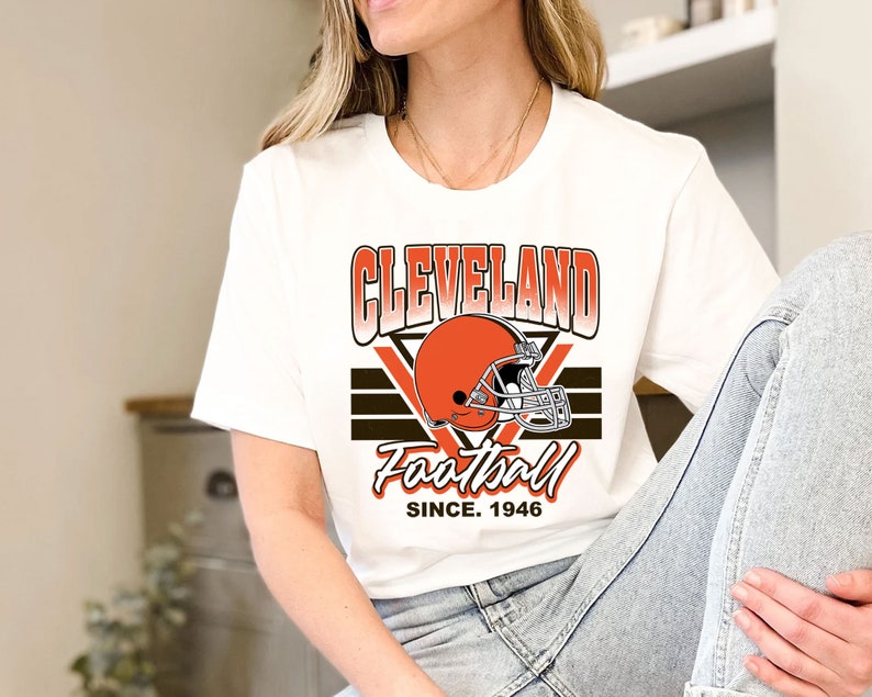 Cleveland Football Team Sweatshirt, Vintage Cleveland Football Shirt for NFL Fans - Image 3