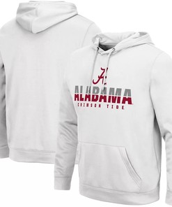 Colosseum White Alabama Crimson Tide Lantern Pullover Hoodie, Alabama Sweatshirt Full Size Gifts For Ncaa Fans