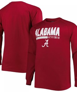Crimson Alabama Crimson Tide Big & Tall Two-Hit Raglan Long Sleeve T-Shirt