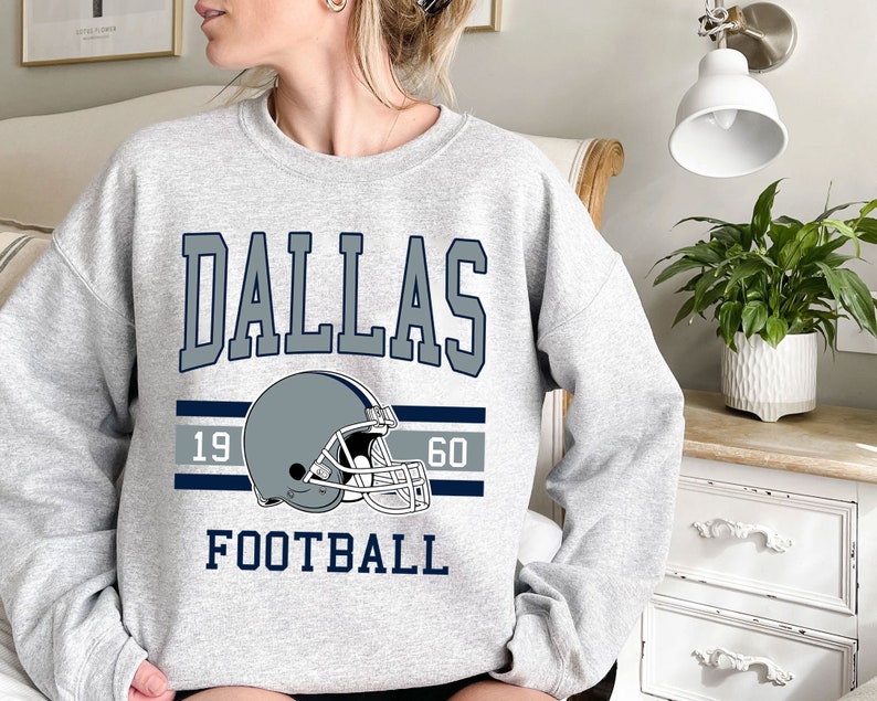 Dallas Football Sweatshirt, Vintage Retro Dallas Football Shirt for NFL Fans - Image 2