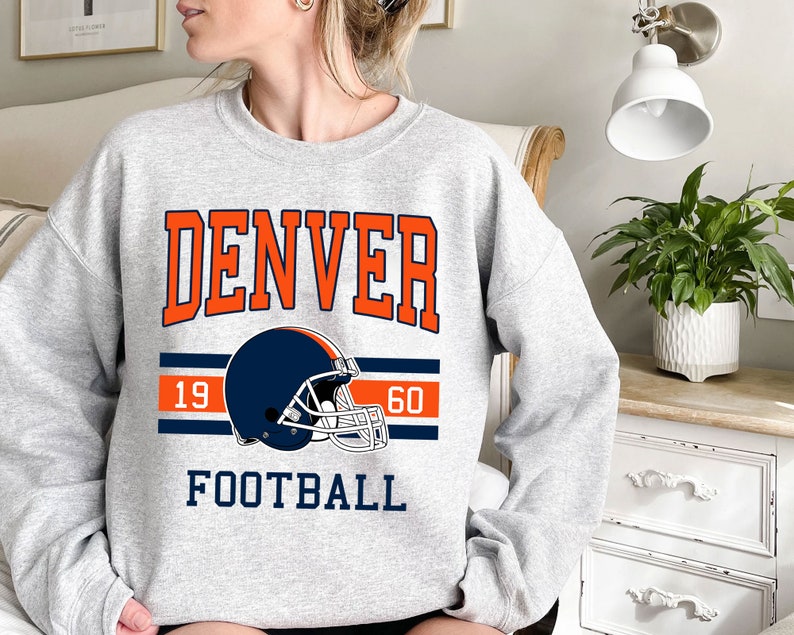 Denver Football Sweatshirt, Vintage Retro Denver Football Shirt for NFL Fans - Image 2
