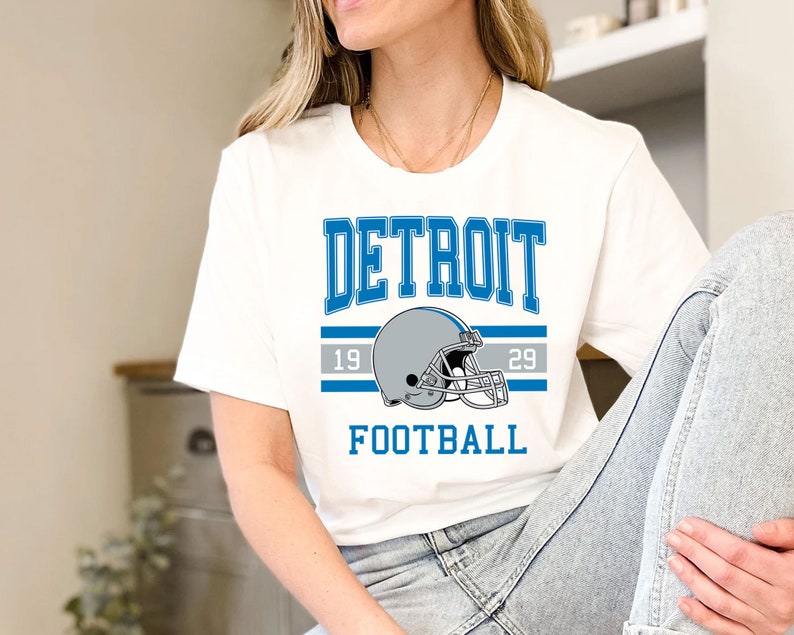 Detroit Football Sweatshirt, Vintage Style Detroit Football Crewneck Sweatshirt, American Football Shirt, NFL Shirt - Image 3