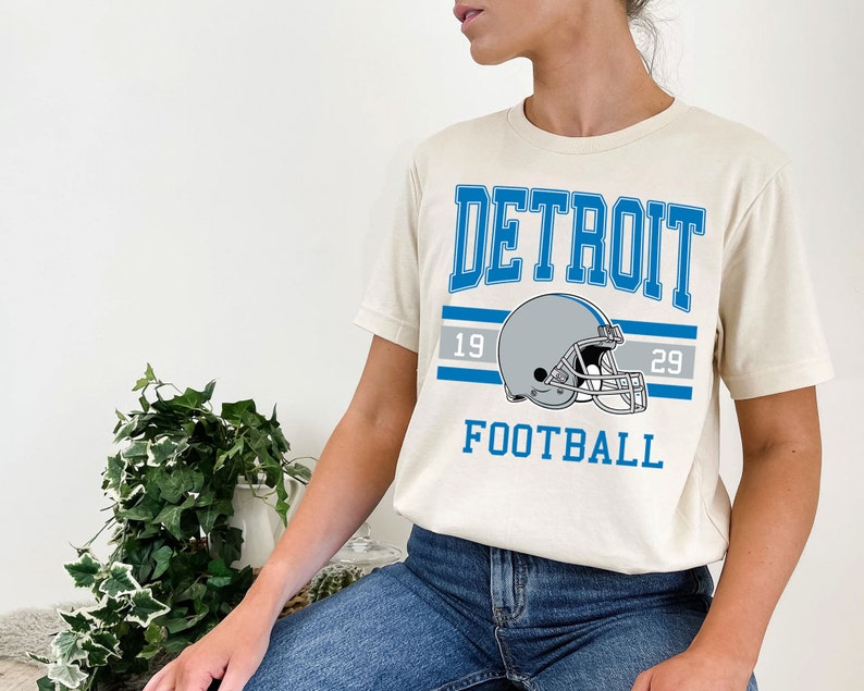 Detroit Football Sweatshirt, Vintage Style Detroit Football Crewneck Sweatshirt, American Football Shirt, NFL Shirt - Image 4