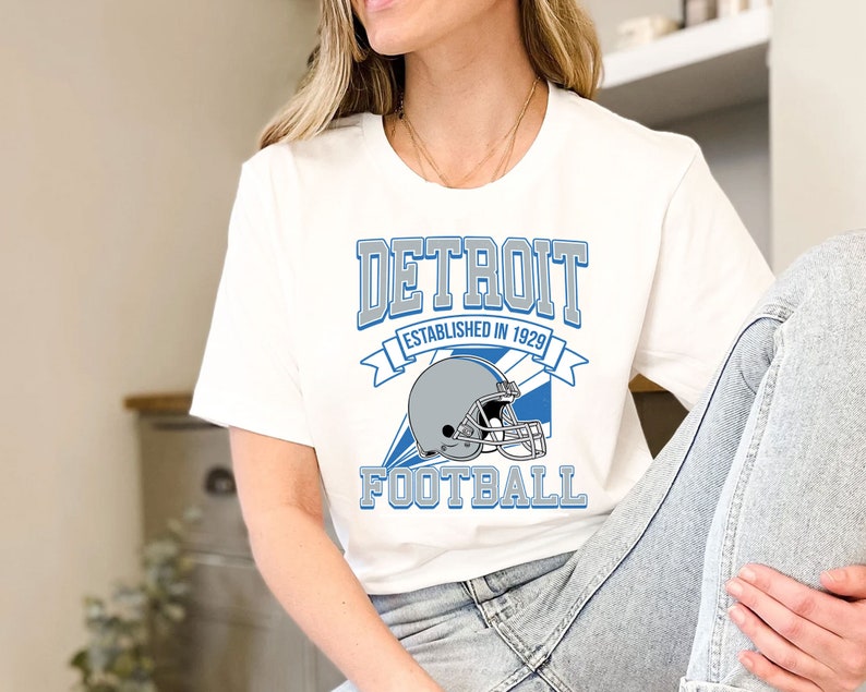 Detroit Football Team Sweatshirt, Retro Detroit Football Crewneck Sweatshirt, American Football Shirt, NFL Shirt - Image 3