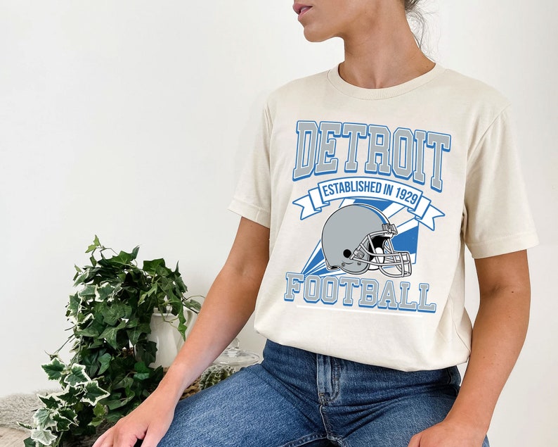 Detroit Football Team Sweatshirt, Retro Detroit Football Crewneck Sweatshirt, American Football Shirt, NFL Shirt - Image 4