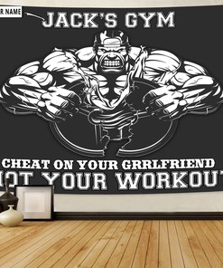 Fitness Home Gym Decor, Cheat on Your GirlFriend Motivational Banner Flag Tapestry, Motivational gym flags