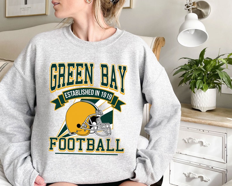 Green Bay Football Team Sweatshirt, Retro Green Bay Football Shirt for NFL Fans - Image 2