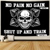 Home Gym Decor Flag Banner Tapestry Monochrome Skull Wall Art Bodybuilding Gift, Gym Flags