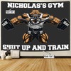 Home Gym Decor Muscle Strong Pitbull Banner Flag Tapestry Motivational, Motivation Flag, Inspirational gym flags