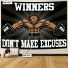 Home Gym Decor Wall Art Banner Flag Tapestry Lion, Motivational Fitness Inspiration Flag