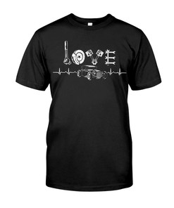 Hot Rod Shirt, Car Parts Love Heartbeat, Mens Short-Sleeve Unisex T-Shirt Gift For Dad
