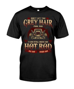 Hot Rod Shirt, Grey Hair , Vintage Nostalgic Gift Men'S Crewneck T-Shirt