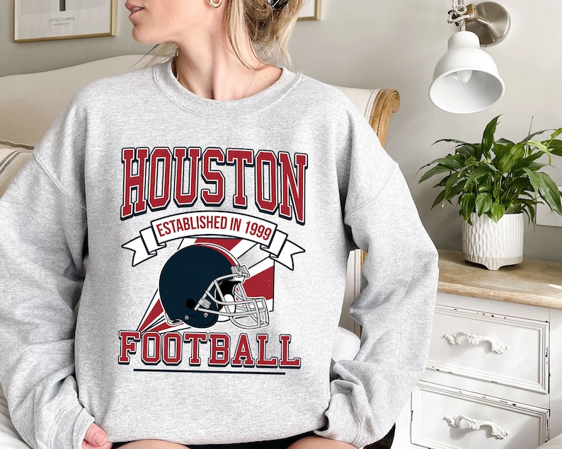 Houston Football Team Sweatshirt, Retro Houston Football Shirt for NFL Fans - Image 2